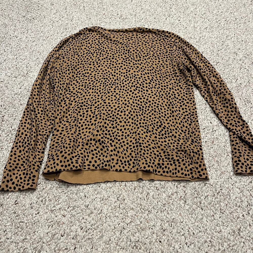 J Crew Cheetah Teddie Sweater XL Animal Print Cotton Preppy Classic Casual - Picture 6 of 6